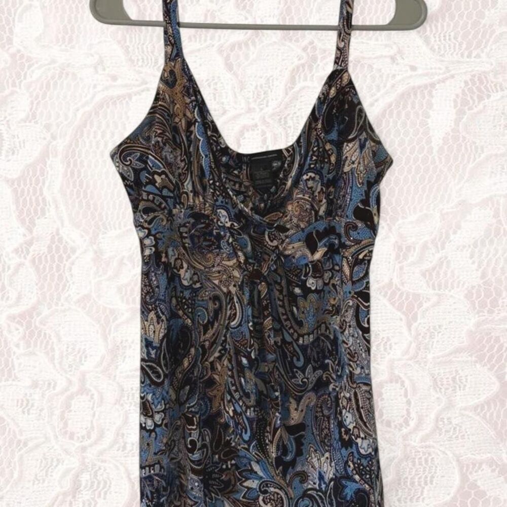 Vintage Brown and Blue Paisley INC International Concepts Tank Top